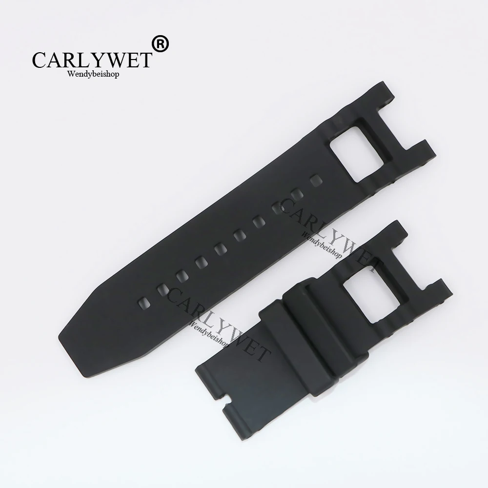 CARLYWET 28 мм черный ремешок водонепроницаемый резиновый сменный для часов особый