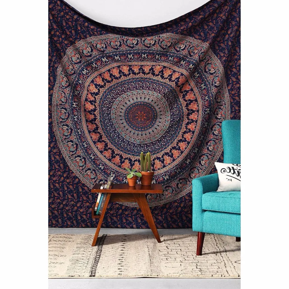 

Elephant Printed Tapestry Indian Mandala Tapestry Wall Hanging Tapestries Boho Decorative Yoga Mat Blanket Bed Cloth tapiz pared