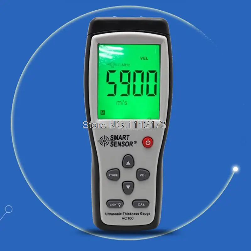 Smart Sensor AC100 LCD Digital Ultrasonic Thickness Gauge tester 1.2 to 220MM Sound Velocity Meter For Steel Aluminium Plate