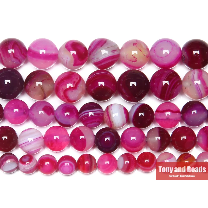 

Free Shipping Natural Stone Banded Magenta Lace Agates Round Loose Beads 4 6 8 10 12MM Pick Size For Jewelry Making