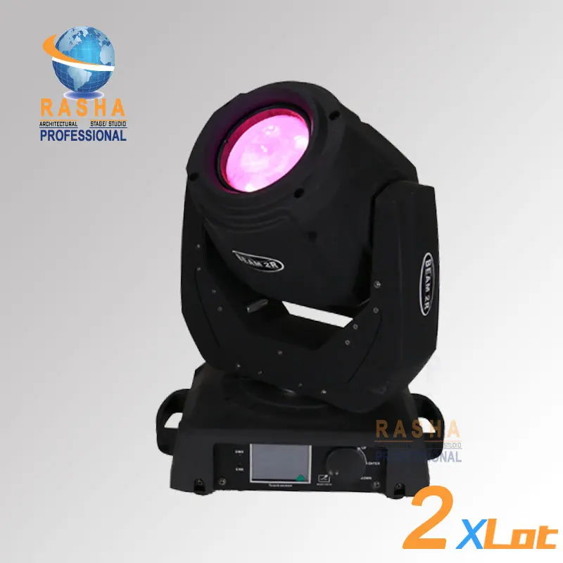 

2x Rasha Freeshipping 2R 120W Beam Moving Head Light With 14 Gobos, 3 Layer Lens,Touch Screen LCD Display With Power in and out