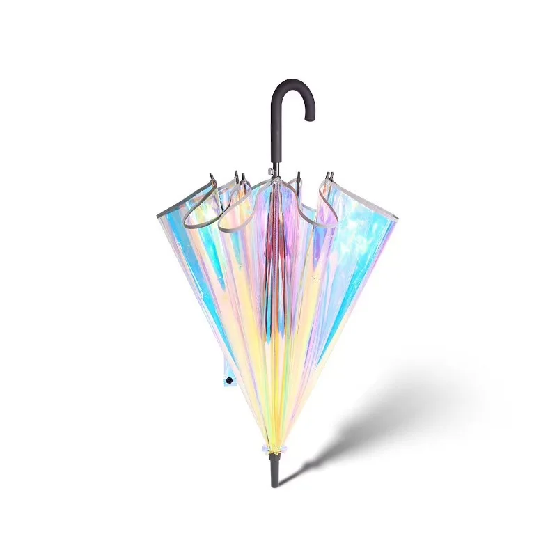 

Yuding Transparent Umbrella Magic Laser Long-handle Windproof Semi-auto Adults Advertising\gifts Guarda-chuva for Women\girls