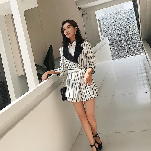 Professional Shorts Two Piece Set Short Pant Jacket Office Lady Women Suit Femme