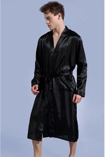 Fdfklak Neue große größe silk bademantel männer langarm frühling herbst roben herren nachtwäsche bad robe mann der bademäntel badjas XXL