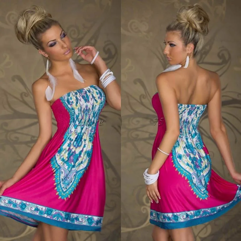 Ziamonga Boho летнее платье, женское сексуальное открытое платье с открытыми плечами, Африканская Этническая туника с цветочным принтом, пляжные платья размера плюс, платье
