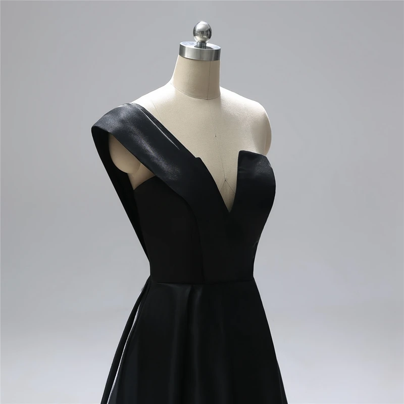 Новое поступление, Черное вечернее платье, длинное красивое торжественное платье на одно плечо, вечернее платье