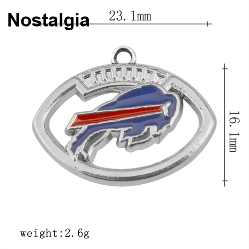 Buffalo 5 шт. овальные эмалированные футбольные шармы Спортивные Подвески ювелирные изделия оптом много Diy для изготовление браслета ожерелья - Окраска металла: Buffalo