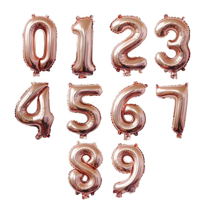 

32" Number 0 1 2 3 4 5 6 7 8 9 Balloons for Kids Birthday Party Decorations Helium Foil Balloons Rose Gold Digital Balloon