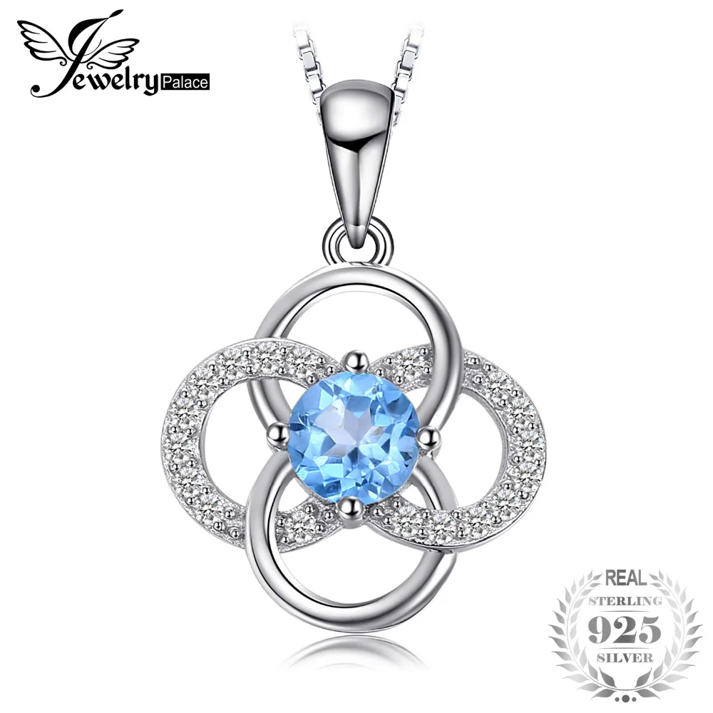 JewelryPalace цветок 0 74 ctSwis синий Topazs Цепочки и ожерелья подвеска 925 пробы серебряная