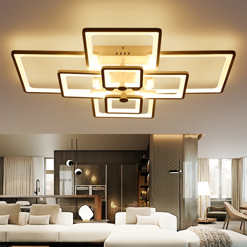 

NEO Gleam Remote Control+Dimmable Modern LED Ceiling Chandelier For Living Study Room Bedroom Rectangle Modern Led Chandelier