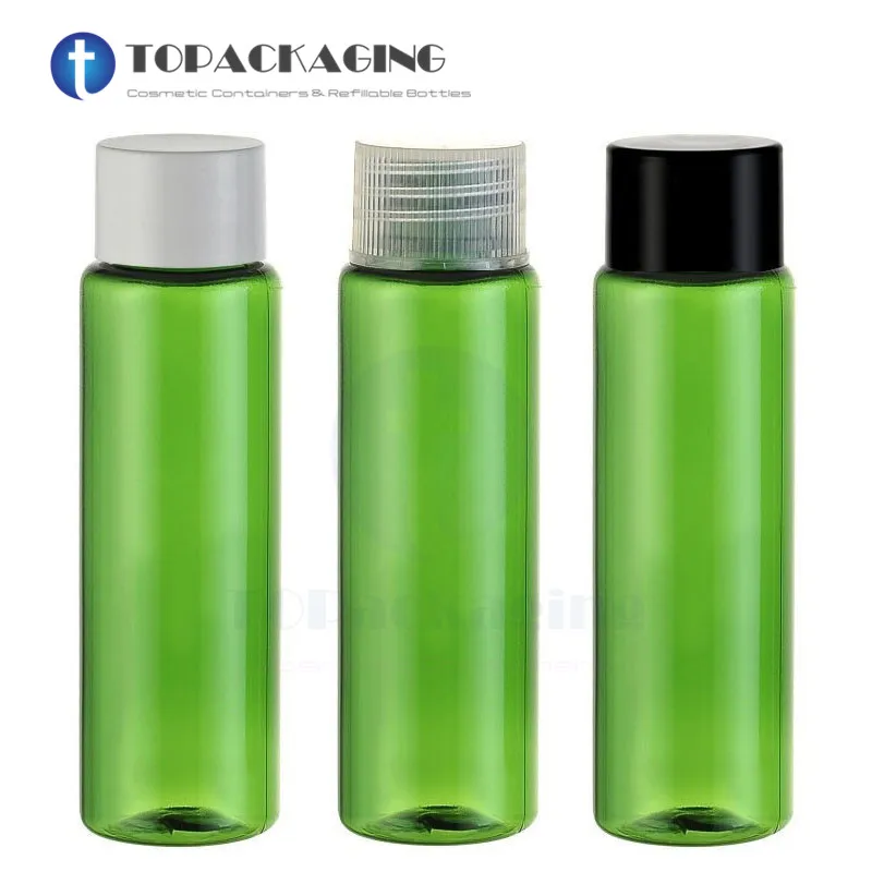 40PCS/LOT-30ML Screw Cap Bottle,Green Plastic Cosmetic Container,Essential Oil Sub-bottling,Empty Shampoo Bottle,Flat Shoulder