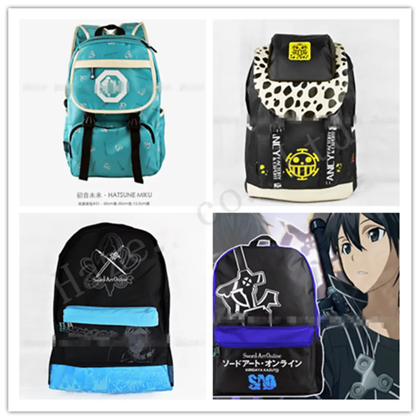 

One Piece Hatsune Miku Sword Art Online Shoulder Backpack Bags