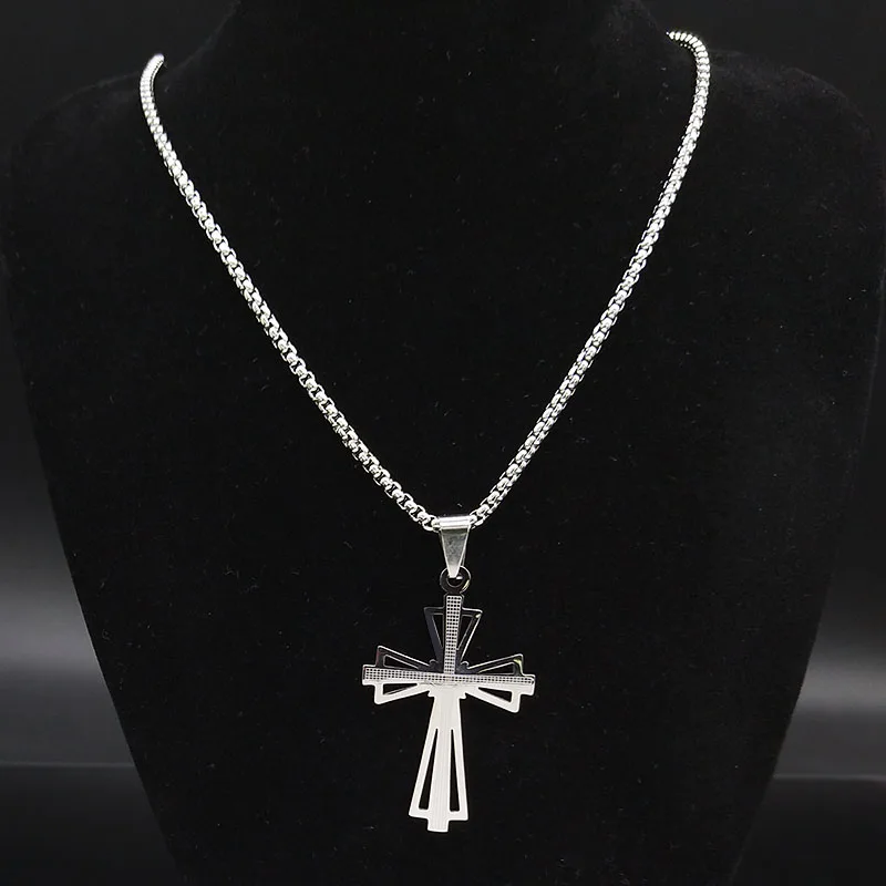 Модное большое длинное ожерелье с крестом из нержавеющей стали s подвески для мужчин серебряное ожерелье ювелирные изделия cadenas para hombre N18933