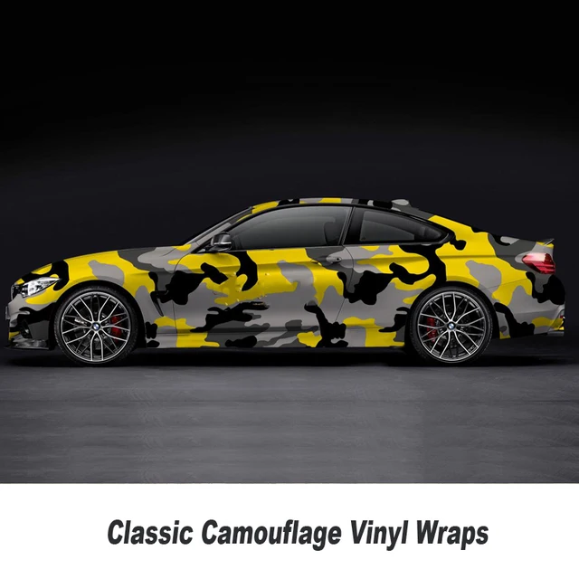 Classic yellow camo vinyl wrap Film With Air Free Vehicle Graphics any