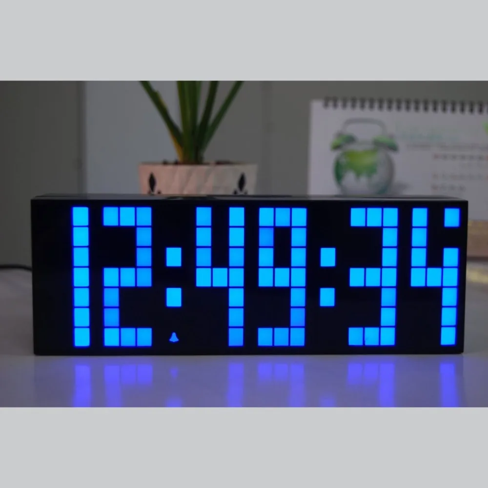 

LED Mirror Alarm Clock Digital Snooze Table Clock Wake Up Light Electronic Large Time Temperature Display Home Decoration EUplug