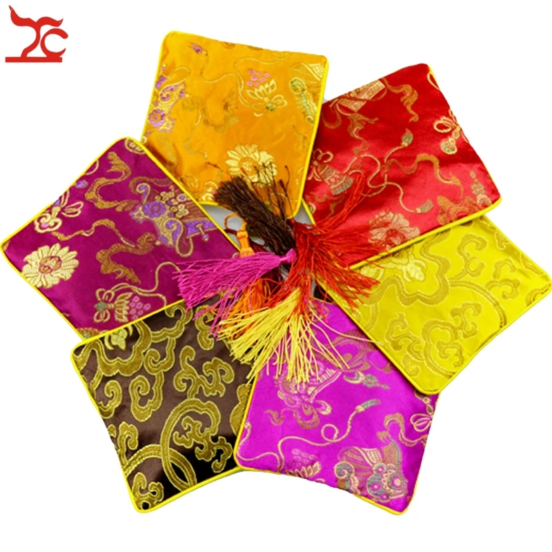 100pcs 4 1/2" Square Chinese Silk Jewelry Pouch Display Packaging