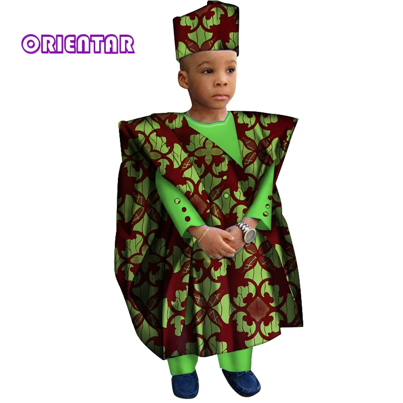 Одежда в африканском стиле с шарфом, топы и штаны для мальчиков рубашка с длинными рукавами и принтом в африканском стиле детское платье в стиле Базен Риш Дашики, WYT200