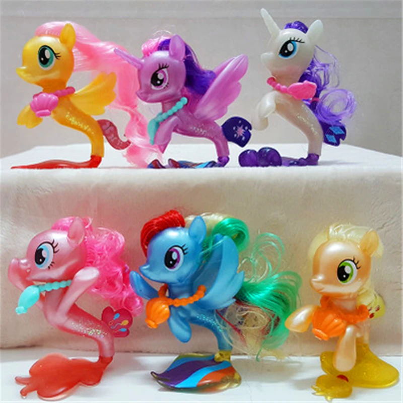 13cm Hight New Ponies Sea Fish Little Unicorn Pet Horse Pvc Action Figures Toy Horse Doll White Rarity