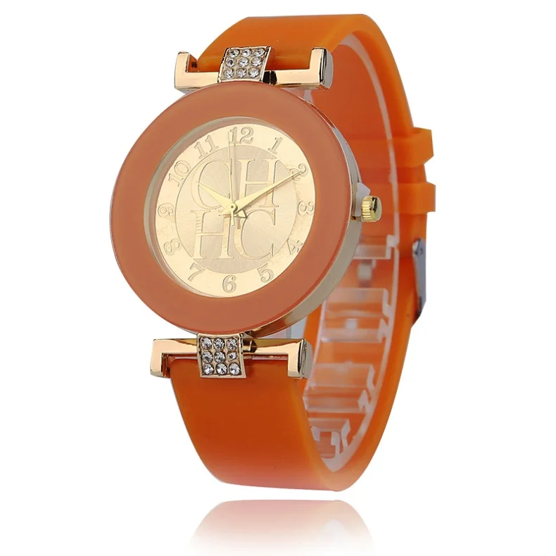 Модные брендовые черные Geneva повседневные H кварцевые часы унисекс Кристальные силиконовые часы Relogio Feminino нарядные наручные часы