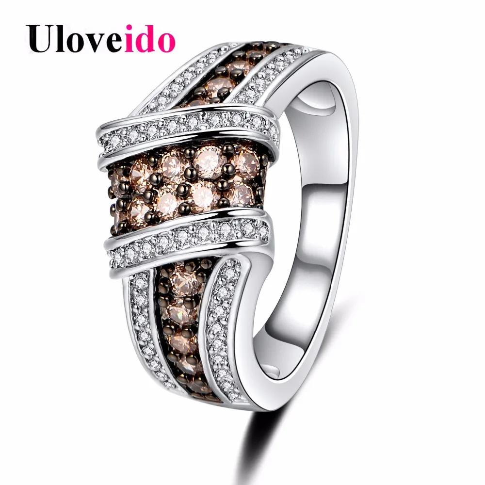 Uloveido обручальные кольца для женщин обручальные ювелирные изделия камень кольцо цвета шампанского украшения для женщин аксессуары скидка 15% Y362