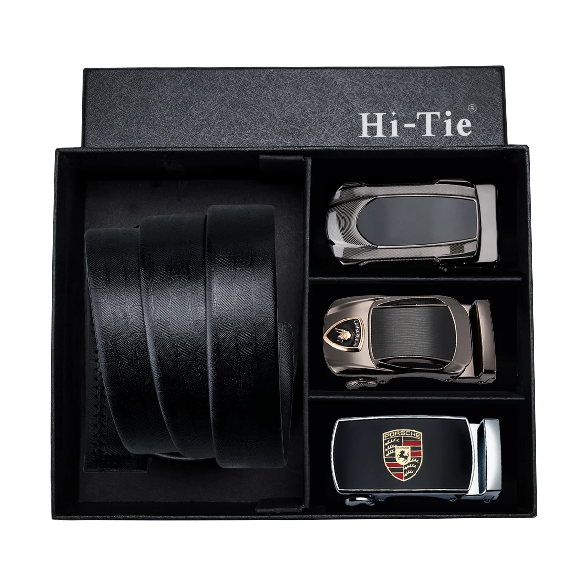 Hi-Tie Brand Car Logo Designer Buckle Leather Belt Men Fashion Men's Corset Luxury Gift Box Set Male Waist Man PH3-04 | Аксессуары