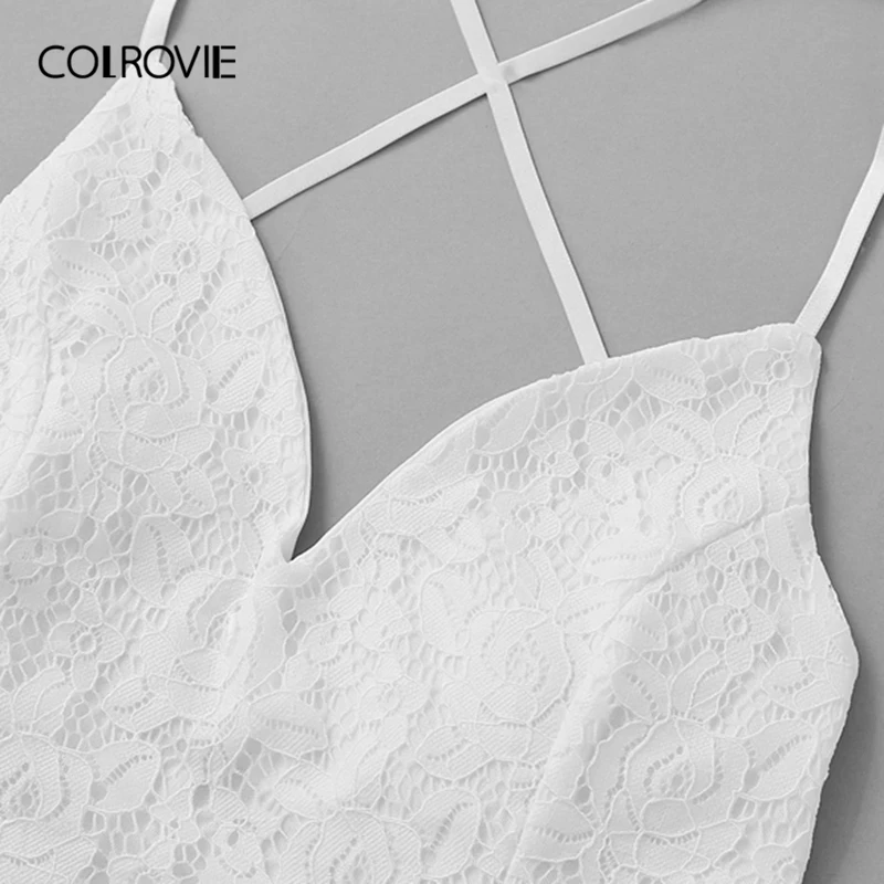 Женское платье Бохо без рукавов COLROVIE белое короткое с v образным вырезом и