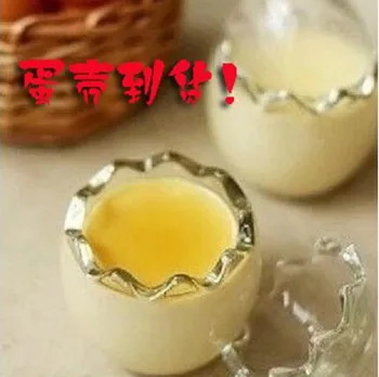 

Free Shipping 2 Sizes Cartoon Eggshell Clear Glass Bottle Yogurt Bottle Small DIY Party Jelly Pudding Bottle Drinking Cup