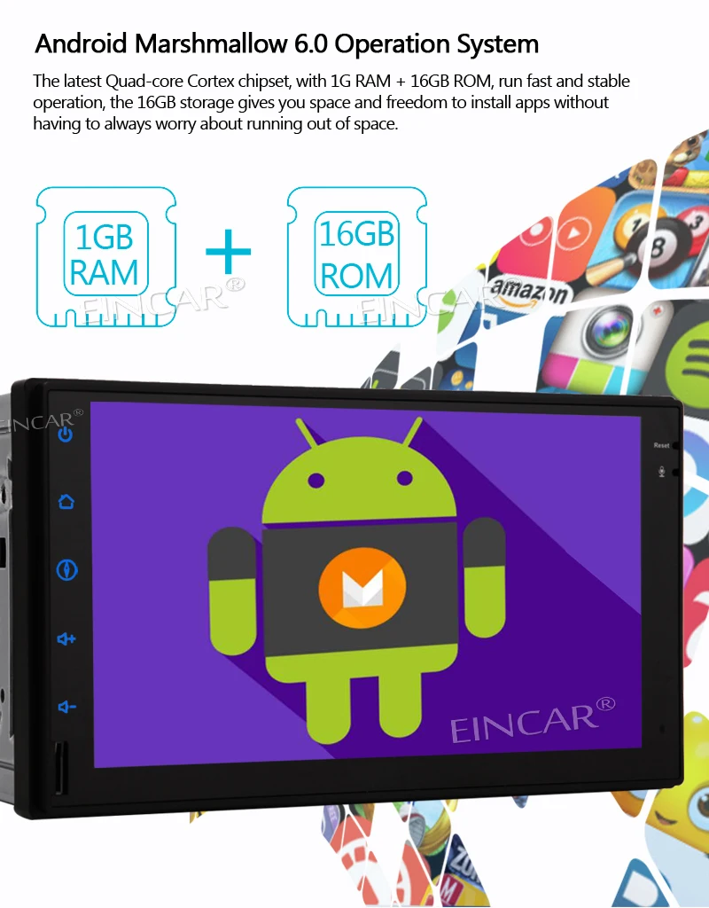 Clearance 2 Din Touchscreen Andorid 6.0 Bluetooth Handsfree Calling LCD Monitor USB/Micro AM FM Radio RCA AUX Input Backup Camera Included 3
