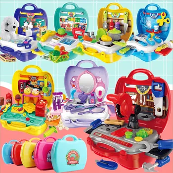 

Children Ability training, handson brain, interest cultivation simulation kitchen tableware suit, cosmetic suitcase toys 8 style