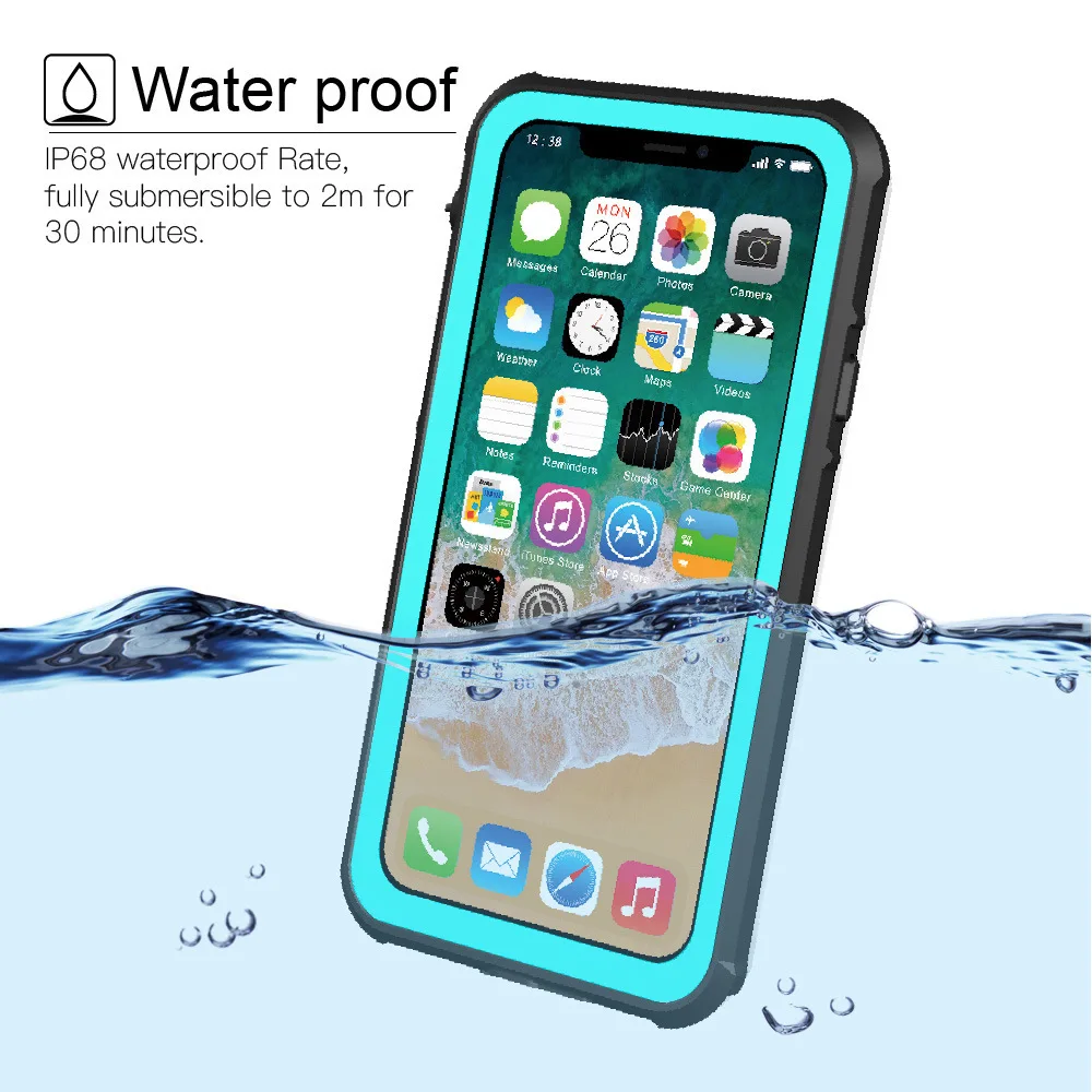 Waterproof Case Cover for iPhone X 7 7Plus IP68 Grade Test Outdoor Snowproof Shockproof Back |