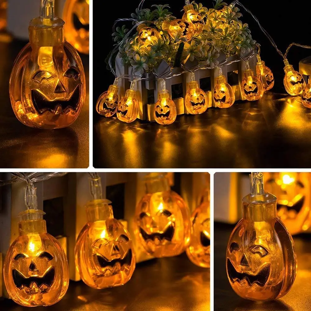 

Halloween String Lights Battery LED Lamp Series Pumpkin Ghost Spider Skeleton Frame Bats For Halloween Garden Home Patio Party