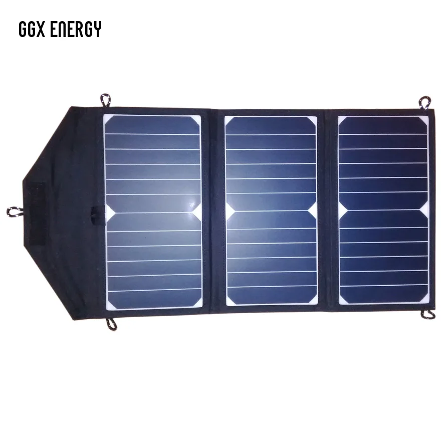 GX ENERGY Sunpower Solar Cells 21 Вт Портативный складной Панели солнечные массив Зарядное устройство постоянного тока выход для 18В/12 V Батарея, USB 5V для зарядки телефонов