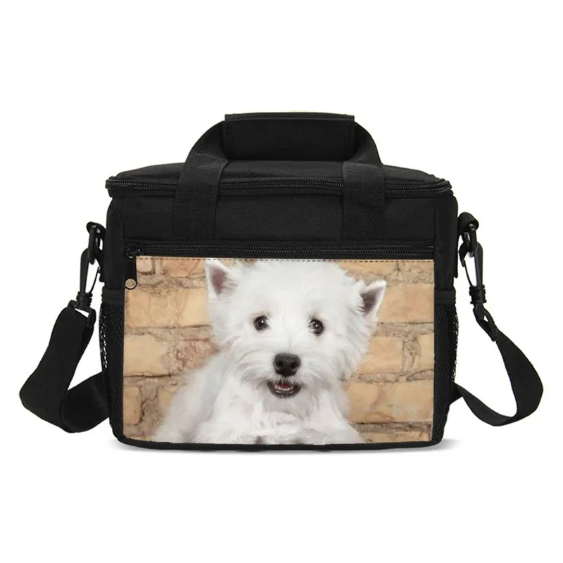Маленькие сумки для обеда мужчин женщин детей милые животные Westie 3D принт мешки