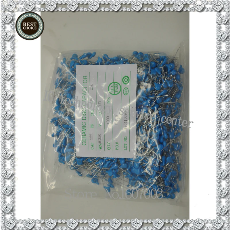 Free shipping .2000V high voltage ceramic capacitors 2.2NF 222/2000V 222/2KV Y2 250V222M 250V222PF 1000PCS | Электронные