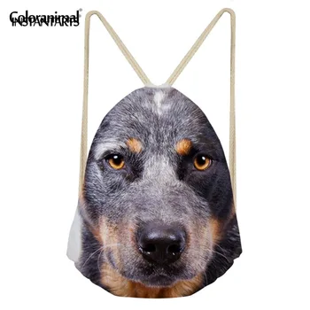 

INSTANTARTS Gym Sack for men 3D Cute Animal Cattle Dog Print Male Sport Fitness Small Drawstring Backpack String Storage Bagpack