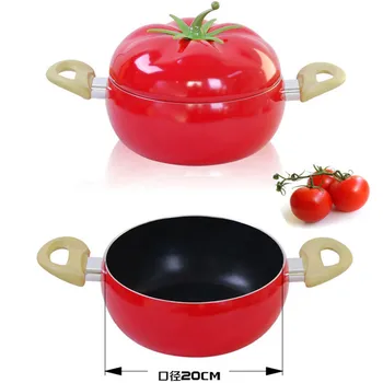 

DUOLVQI 20cm Non-stick Aluminum Sauce Pan Boiler Tomato Shape Household Cooking Tools Kitchenware Kitchen Soup Pot Fruit Pan