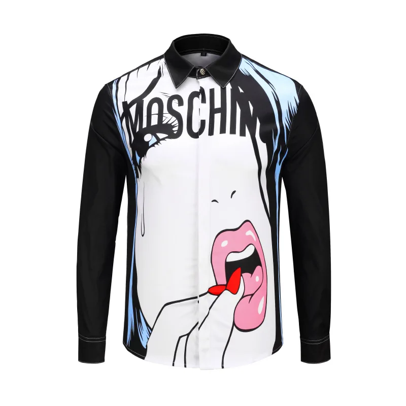 

2019 New Luxury Men Shirt Men's Fashion Dress Shirts slim fit Casual male Long Sleeve Cotton Shirts 3D printing Shirt