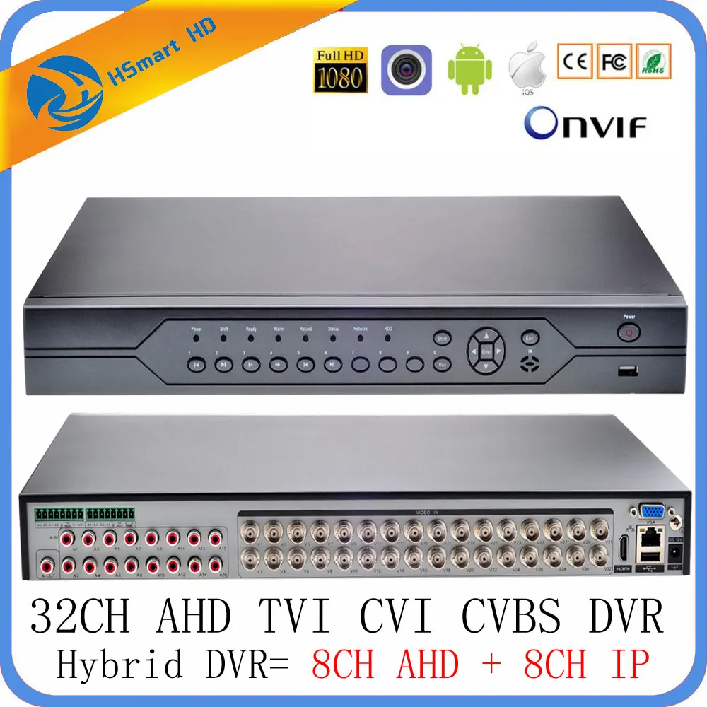 32CH 5MP DVR 6 in 1 Coaxial CVI TVI AHD Surveillance Video Recorder Systems Hybrid NVR For 8CH AHD + 8CH IP Cameras