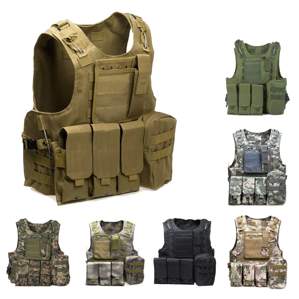 

Military Tactical Amphibious Vest body amour Battle Molle Combat Assault Plate Carrier Vest Hunting Protection Vest camo color