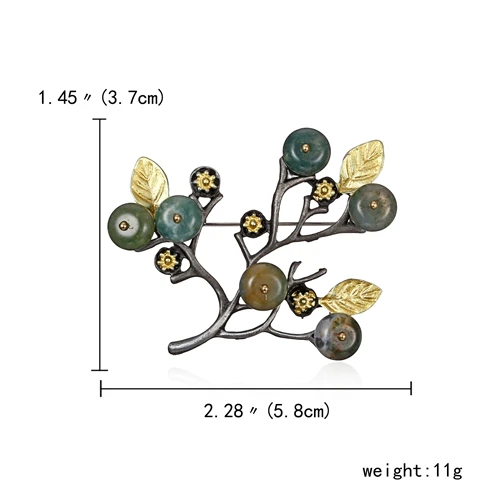 RINHOO натуральный камень кристалл бисером цветок лист Броши-кошки булавки Винтаж воротник Свадебные аксессуары ювелирные изделия брошь для женщин - Окраска металла: beaded flower