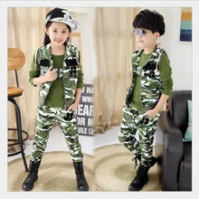Child Camouflage Clothing 3 Pcs 2015 Children’s Fashion Suit for Boys&Girls Spring&Autumn Cotton Camo Boys Sports Set