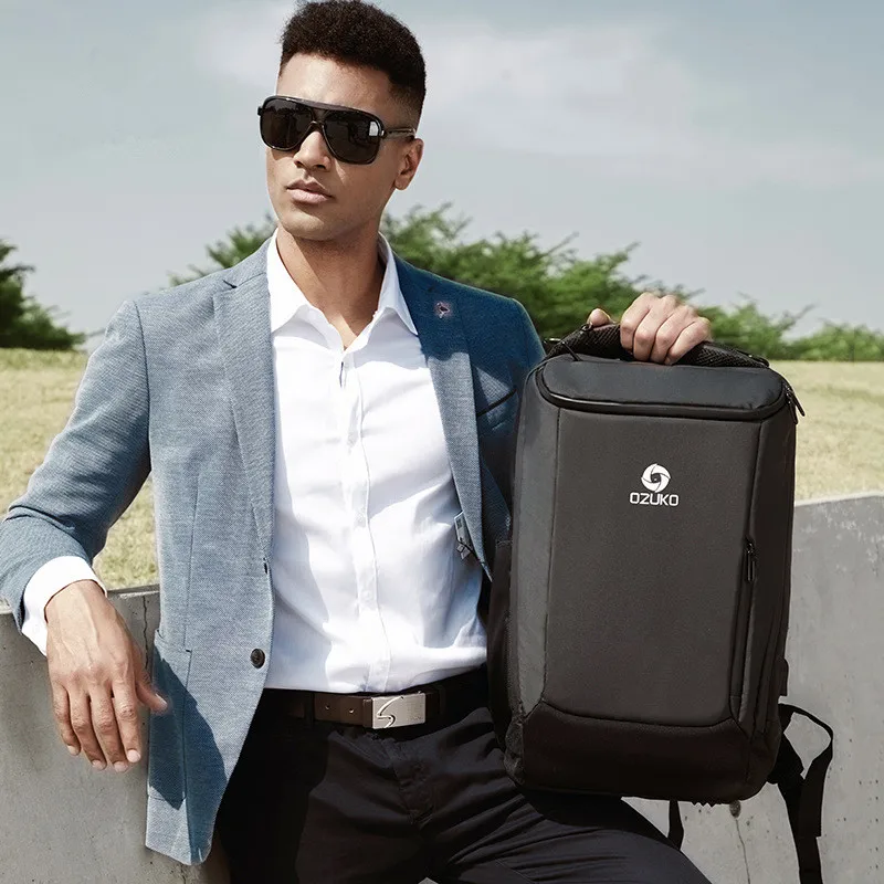 OZUKO брендовый качественный мужской рюкзак 17 дюймов для ноутбука Противоугонный водонепроницаемый usb порт для зарядки рюкзаки для путешествий и отдыха сумки большие мужские