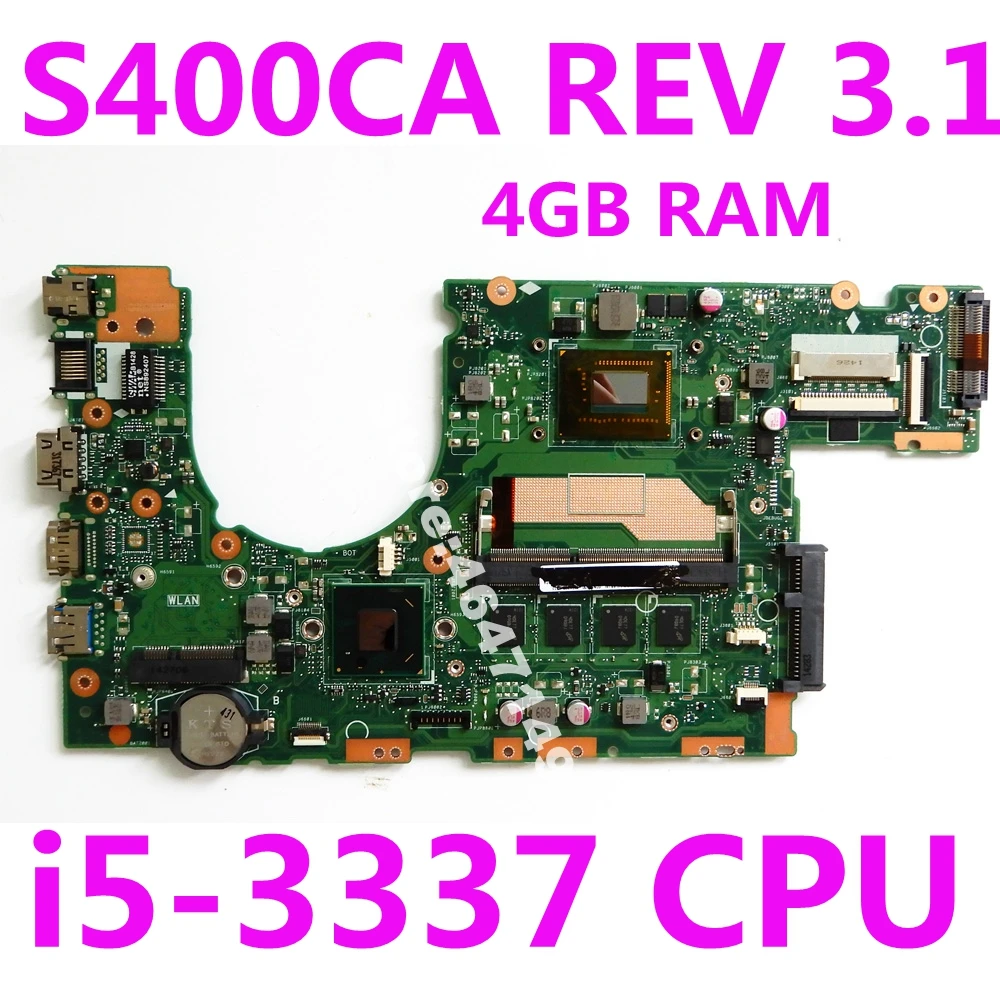  S400CA i5-3337 CPU Processor 4GB RAM Mainboard REV 3.1 For ASUS S400CA S500CA S400C S500C S400 S500