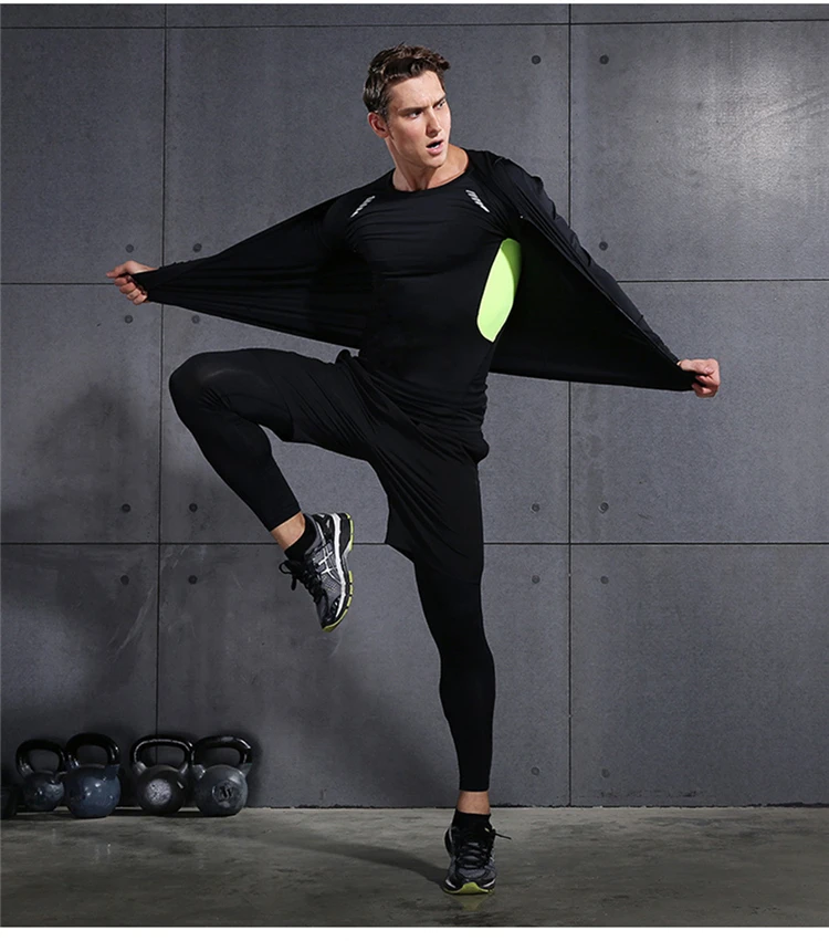 Quick Dry Sports Suit Men's Running Sets Gym Fitness Clothing Compression Basketball Tights Tracksuit Jogging Running Sportswear