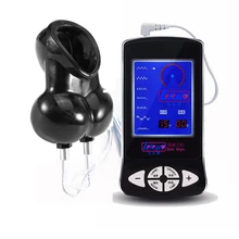 Electro Shock Sex Ball Stretcher Chastity Cage Cock Rings Male Electric Shock Scrotum Ring Medical Electro
