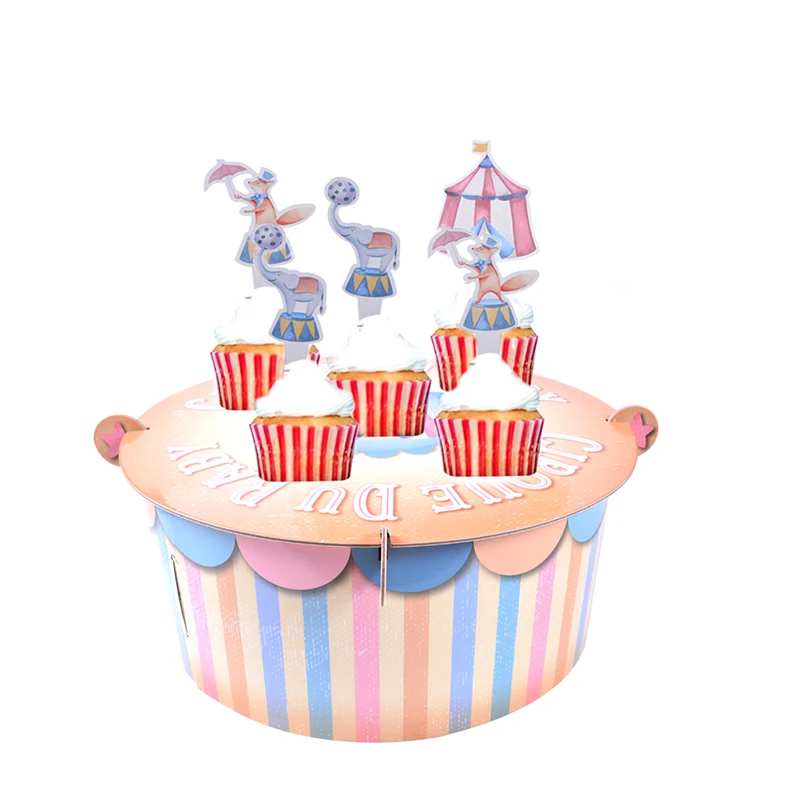 Цирковая тематика вечерние кексы стенд милая посуда в виде животных душ для малышей дети мальчик девочка торт Топпер День Рождения украшения принадлежности