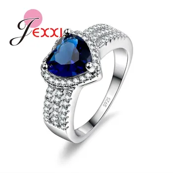 

Exquisite Enduring Wide Female Finger Ring With Heart Shape Clear CZ Silver 925 Jewelry For Bridal Engagement