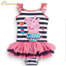 Cute Pig Chid Swimwear 2-7 Year Old Baby Girl Cartoon Children Swimming Suit Summer Bathing Suit One Piece Swimsuit