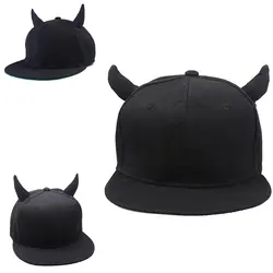 Оптовая продажа 1 шт. для мужчин женщин черный хлопок Панк Рог Бейсбол кепки хип-хоп шапка бейсболка кепка с рогами