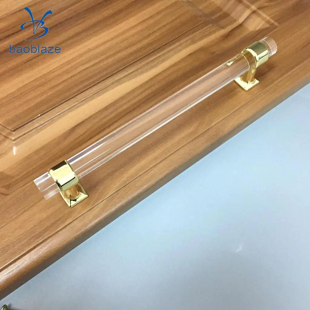 4Pcs 160mm Acrylic Door Pull Knob Cabinet Cupboard Handle Hardware Gold